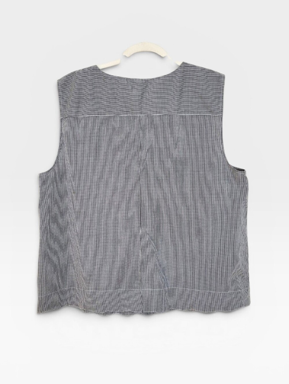 NWT J.CREW Factory Black White Gingham Scalloped Hem Shell Tank Top 16 - Picture 8 of 10
